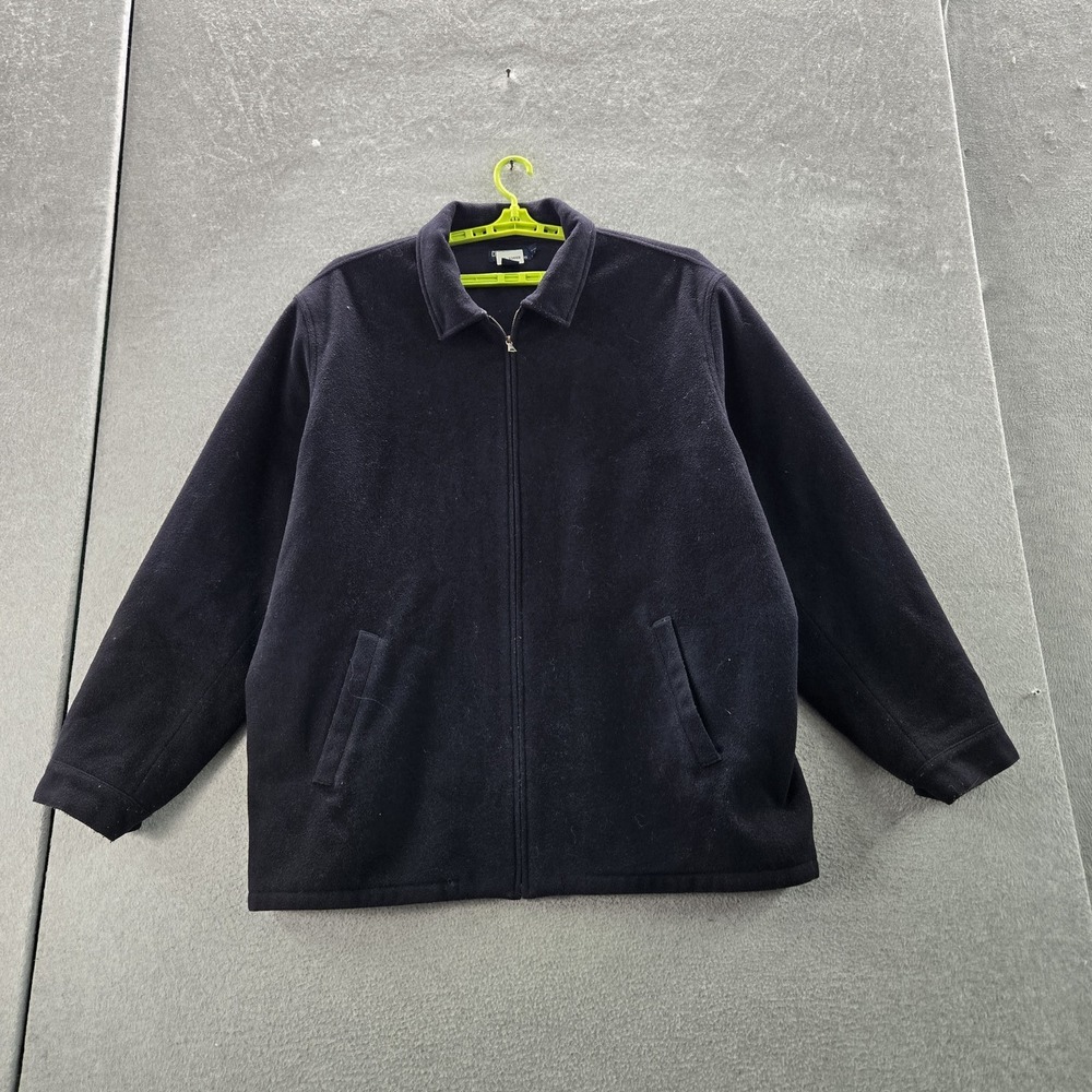 VINTAGE Polo By Ralph Lauren Men Jacket 3LT TALL Navy Viscose Wool Long Sleeve